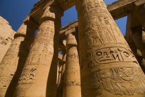 Columns with Hieroglyphs at Karnak Temple